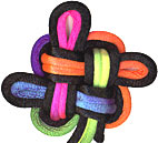 square
	good luck knot with doubled rainbow cord