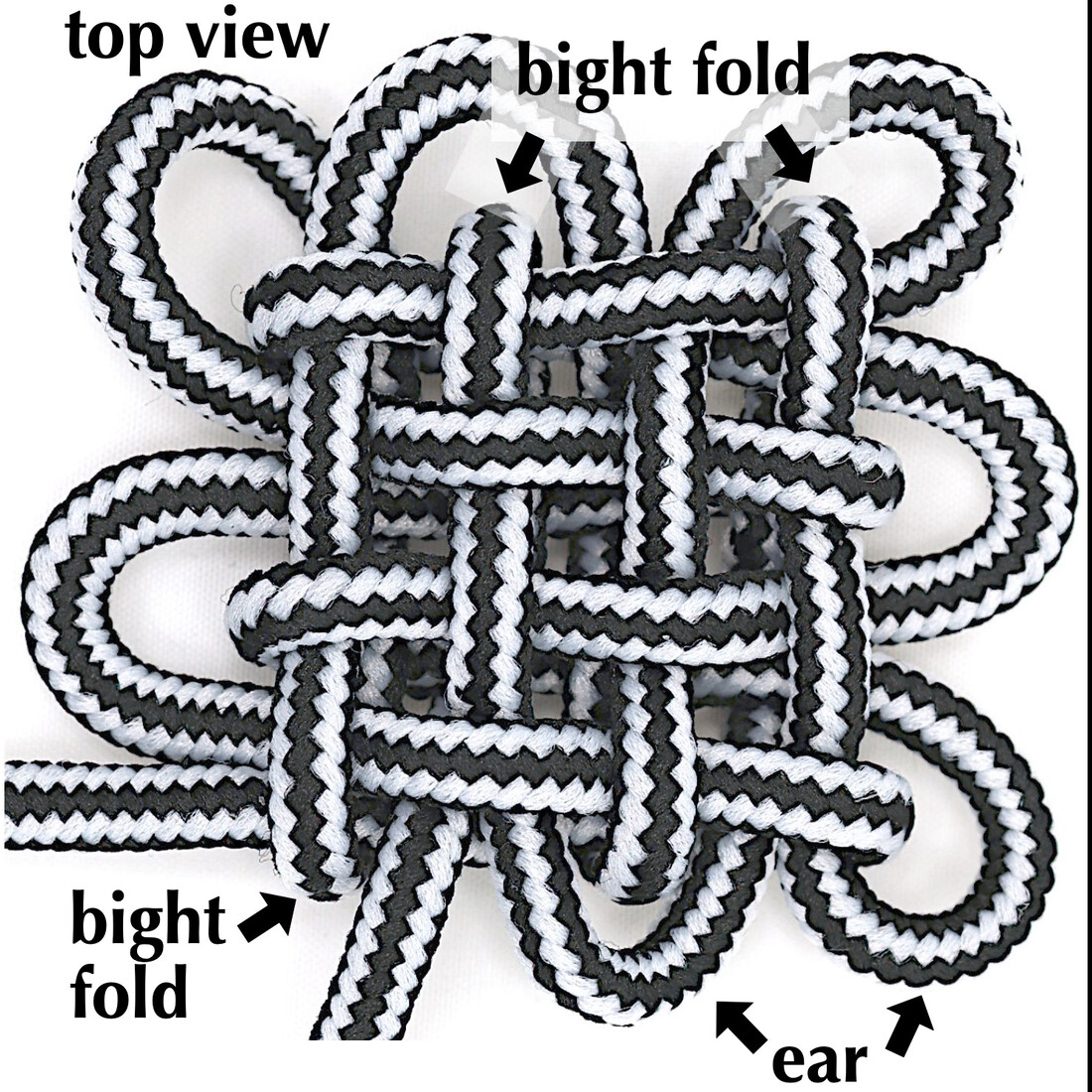 A mystic knot, face on view, labelled